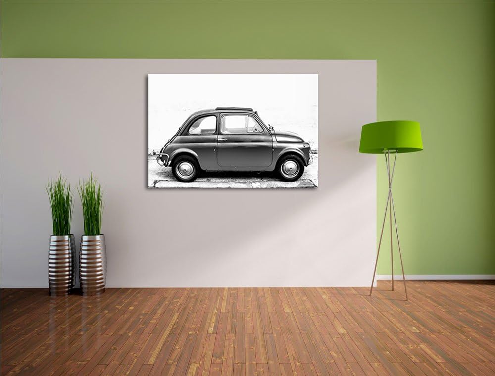 Pixxprint Kleiner roter Oldie 100x70cm Leinwandbild Wandbild Kunstdruck, 100x70