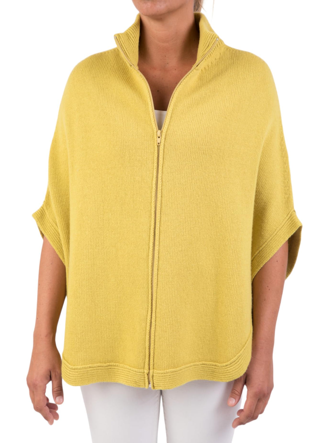 Poncho mit Reissverschluss, Kaschmir-Mischung, doppeltes Garn, für Damen, hergestellt in Italien, Me