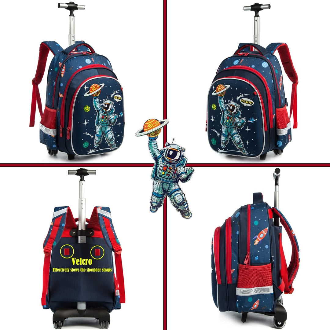 16" Schulranzen Kinder Rollrucksack für Mädchen 3PCS Rollen Reiserucksäcke 17 Blau220414-l, 17 Blau2
