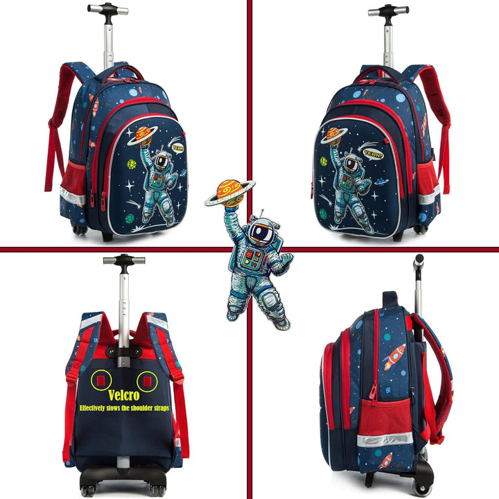 16" Schulranzen Kinder Rollrucksack für Mädchen 3PCS Rollen Reiserucksäcke 17 Blau220414-l, 17 Blau2