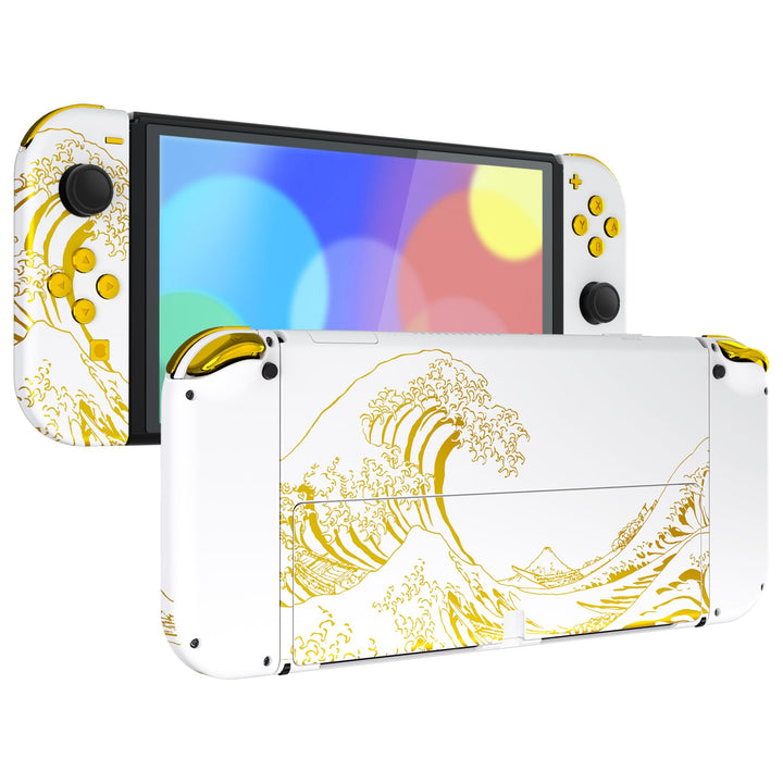 eXtremeRate Full Hülle für Nintendo Switch OLED Joy Con/Console, Custom Case Shell & Buttons & Kicks