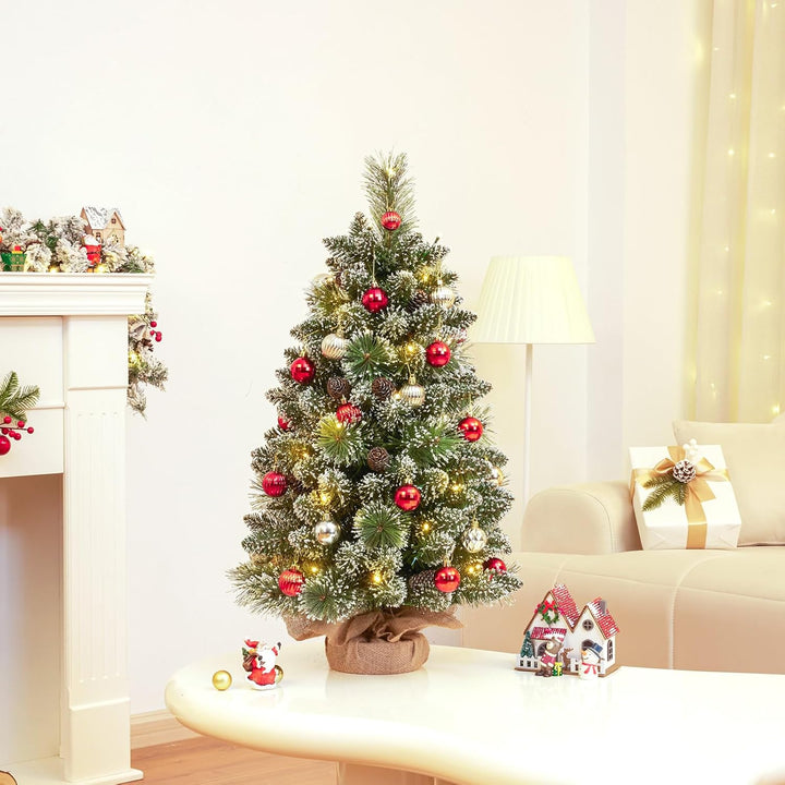Yorbay Mini Weihnachtsbaum mit Beleuchtung LED, 70 cm Tannenbaum mit Stern-Baumspitze und echtem Kie