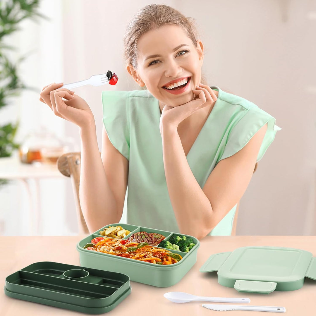 Lunchbox für Erwachsene,2000ml Brotdose mit Fächern,Bento Boxen Lunch Box Kinder mit Besteck,Vesperb