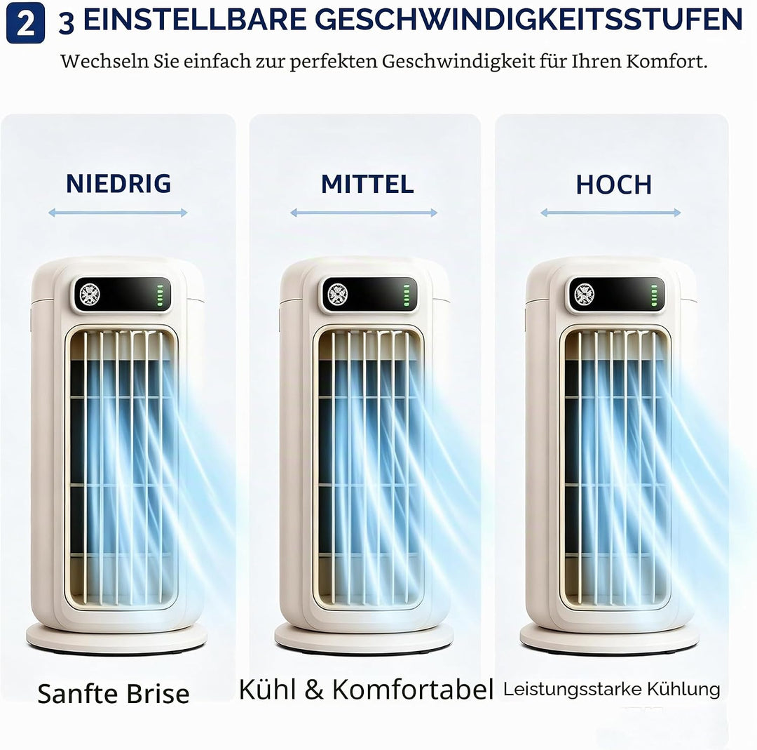 Cooling Ace Klimaanlage, Luftkühlung Ventilator Leise mit Einstellbaren 3 Geschwindigkeiten, Tragbar