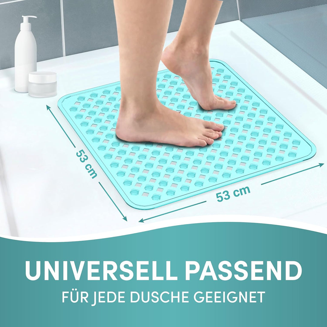 Engelbach® Duschmatte rutschfest 53x53cm - Inklusive Haken zum Aufhängen - 100% BPA-frei - Antirutsc