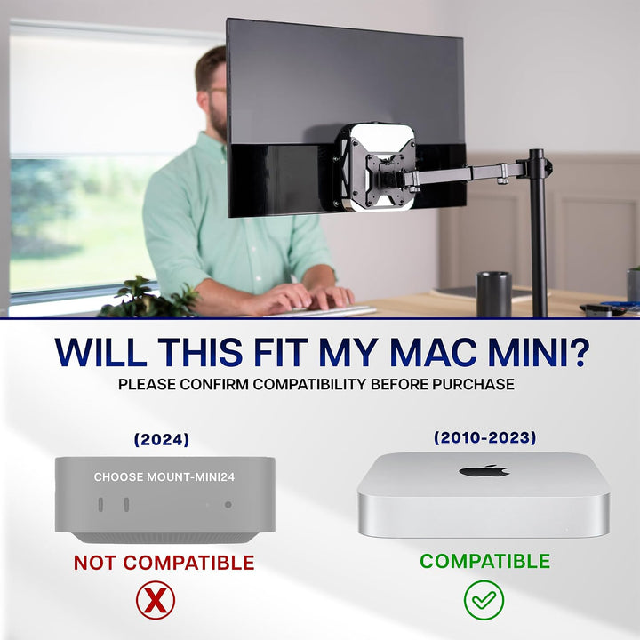 VIVO Behind Monitor VESA Mount Designed for Mac mini CPU, 2010 to mid 2024 Models, Monitor Arm Compu