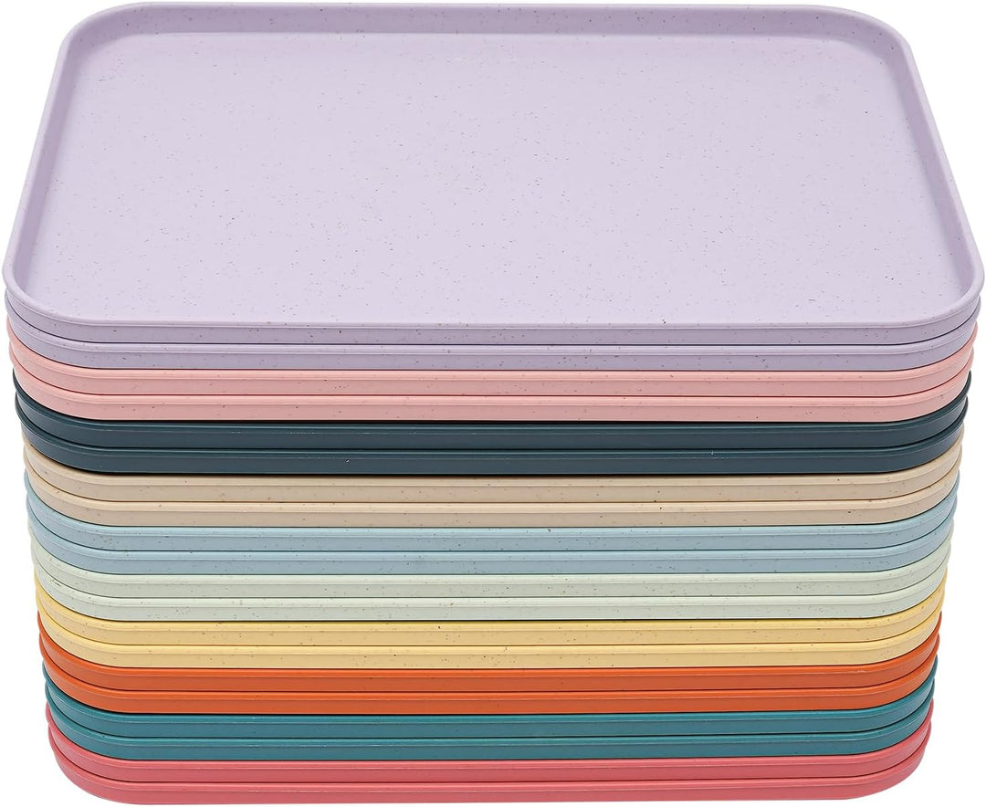 20 Stück Kunststoff-Tabletts für Fast-Food-Serviertabletts für Restaurants, Bunte Cafeteria-Tabletts
