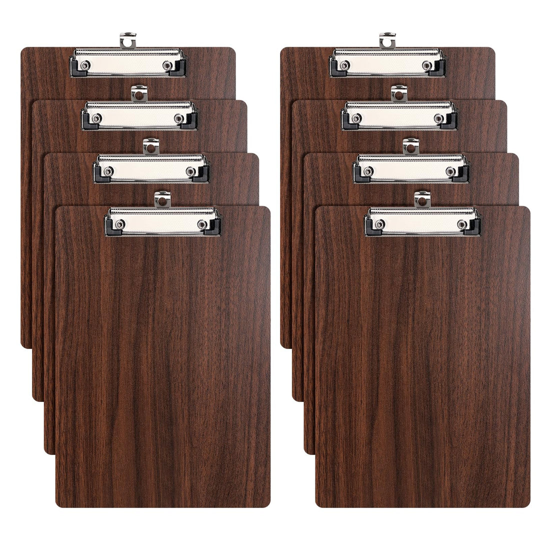 (8 Stück) Klemmbrett Holz A4,Schreibbrett Klemmbretter mit Metalklemme und Aufhängeose, Clipboard Sc