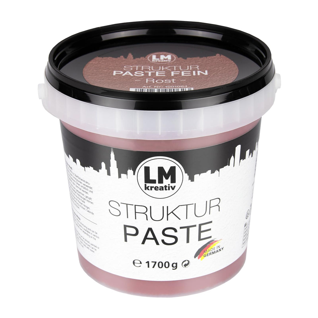 LM-Kreativ LM Struktur Paste fein 1,7 KG - Rost Rot - Strukturpaste für Leinwand - Perfekt für Bilde
