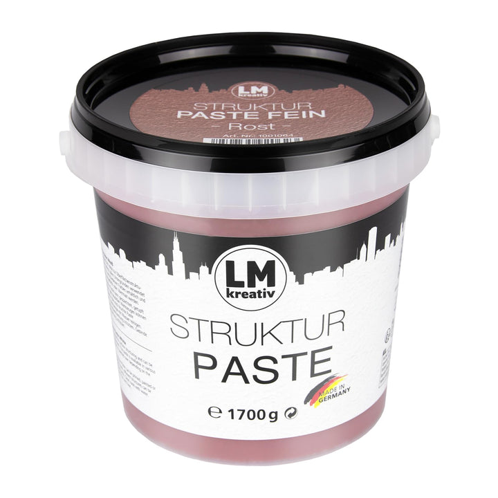 LM-Kreativ LM Struktur Paste fein 1,7 KG - Rost Rot - Strukturpaste für Leinwand - Perfekt für Bilde