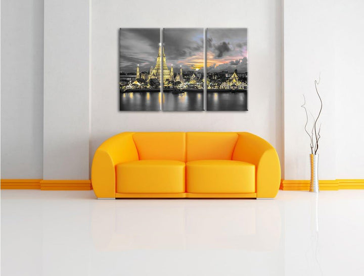 Pixxprint Tempel Bangkok Thailand als Leinwandbild/Grösse: 3 Teilig (120x80) cm/Wandbild/Kunstdruck/