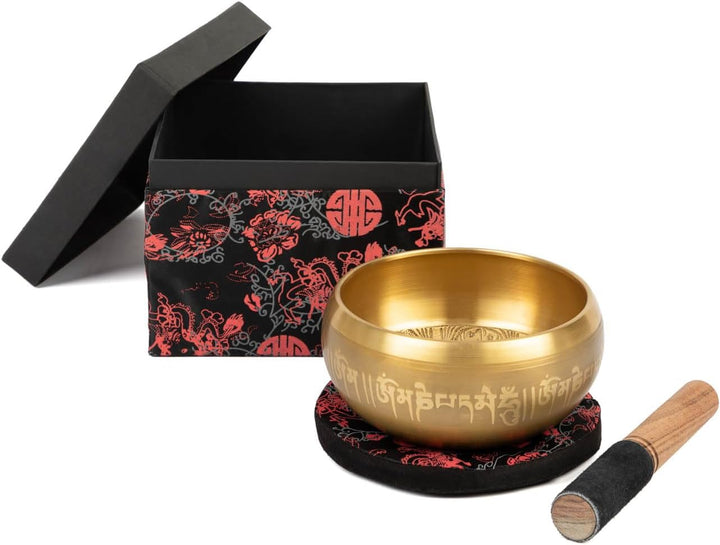 Indische Klangschalen mit OM-Verzierung und Geschenkbox, 15