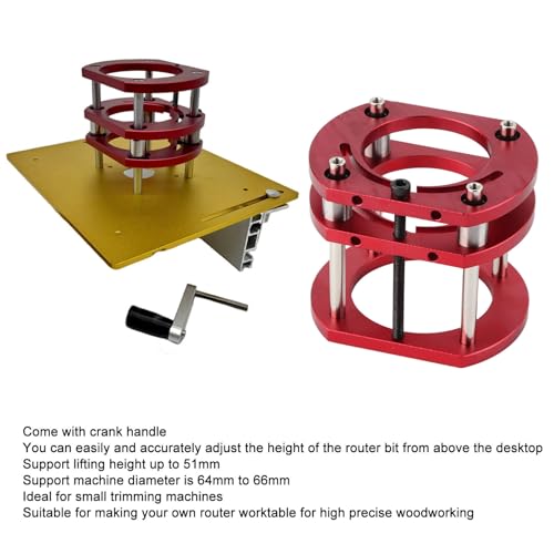 Oberfräsenlift Router Lift Frästisch-Hebewerkzeug mit Edelstahl-Stützstange, Basis aus Aluminiumlegi
