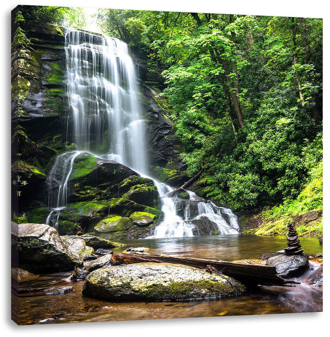 Pixxprint Wasserfall als Leinwandbild/Grösse: 70x70 cm/Wandbild/Kunstdruck/fertig bespannt, 70x70