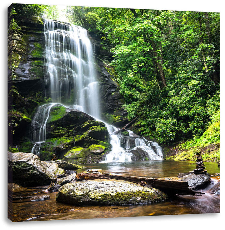 Pixxprint Wasserfall als Leinwandbild/Grösse: 70x70 cm/Wandbild/Kunstdruck/fertig bespannt, 70x70