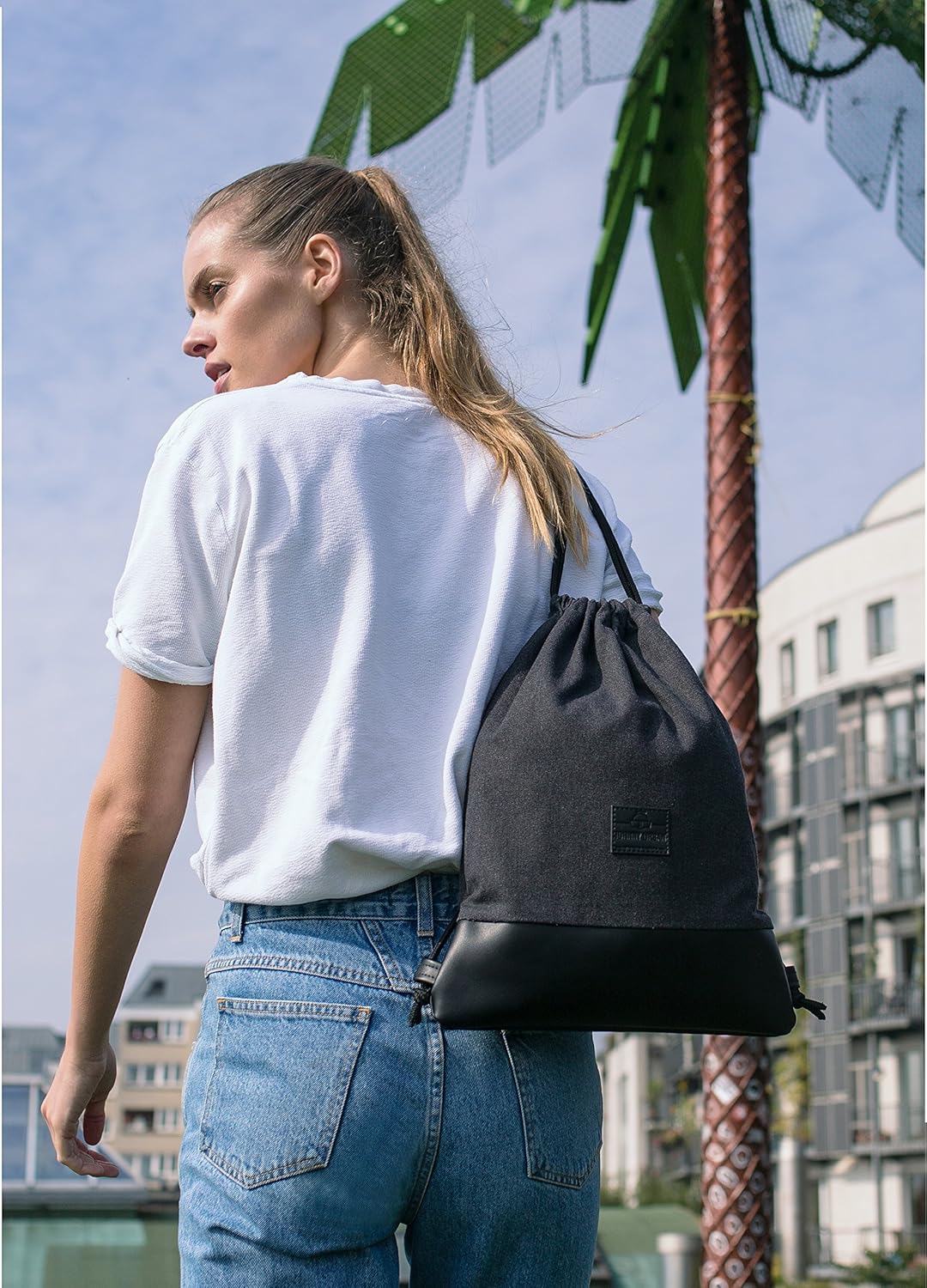 Johnny Urban Turnbeutel Damen &amp; Herren Schwarz - Luke - Beutel Rucksack mit Kordelzug - Baumwoll Can