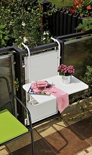 Dajar Patio Balkonhängetisch Klappbar40 x 60 cm Balkontisch zum Einhängen Kleintisch weiss