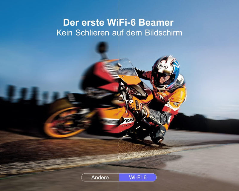 【Autofokus & Trapezkorrektur】 Beamer, Full HD 1080P 9800 Lumen Beamer WiFi6 Bluetooth Beamer, 4P/4D