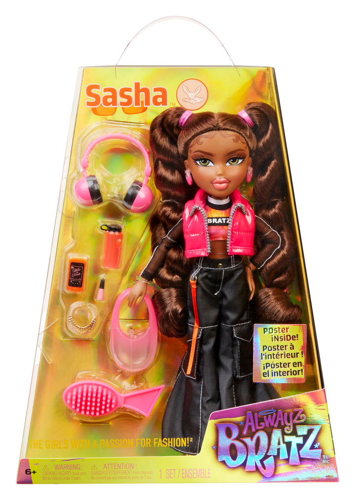 Bratz Alwayz Bratz Modepuppe - Sasha - mit 10 Accessoires und Poster - Kinderspielzeug - Geeignet ab