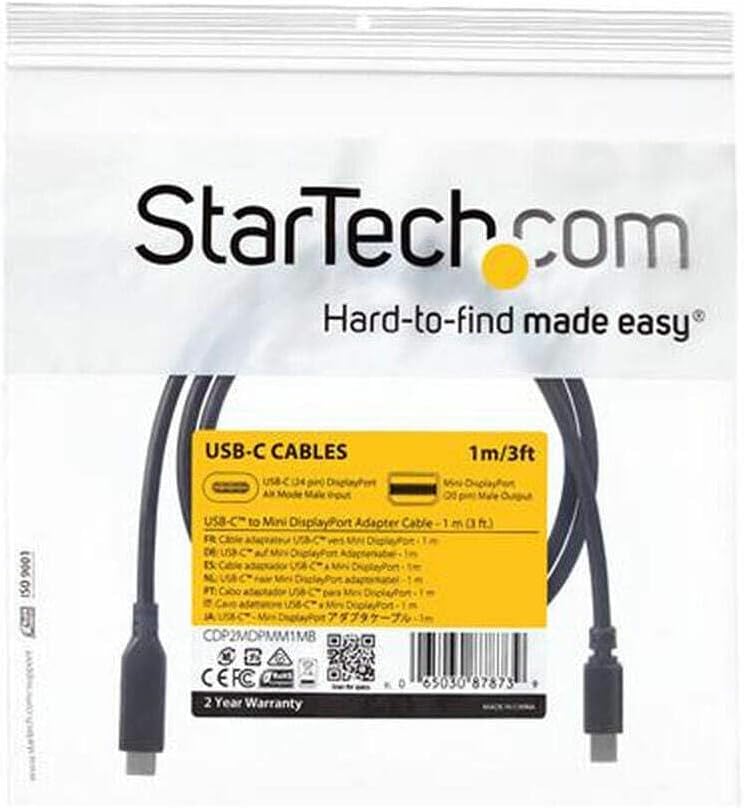 StarTech.com 1m USB-C auf Mini DisplayPort Kabel - USB C zu mDP Kabel - 4K 60Hz - Schwarz (CDP2MDPMM