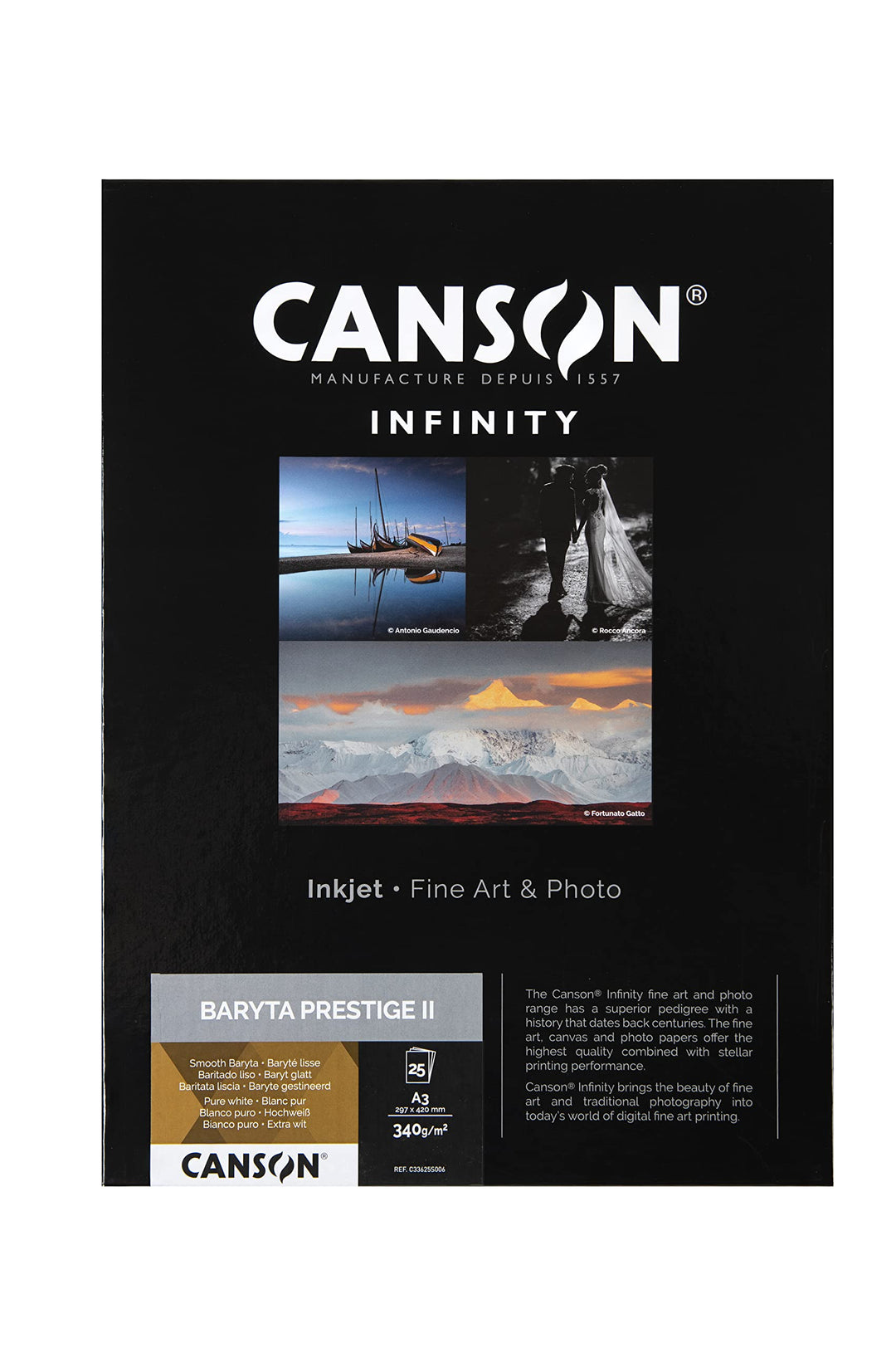 Canson Infinity Baryta Prestige II Box A3 25 Blatt 340g, weiss