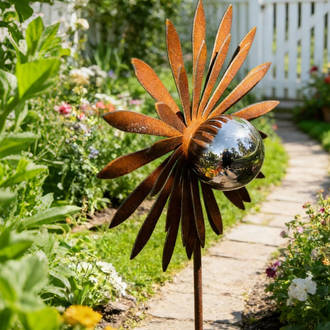 Gartenstecker Rost Blumen, Gartenstecker Metall, Gartendeko Rost, R-ost Deko für Garten, D-EKO Rostf