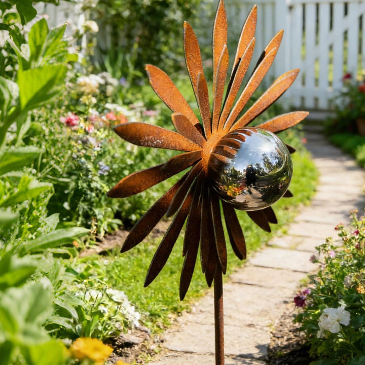 Gartenstecker Rost Blumen, Gartenstecker Metall, Gartendeko Rost, R-ost Deko für Garten, D-EKO Rostf
