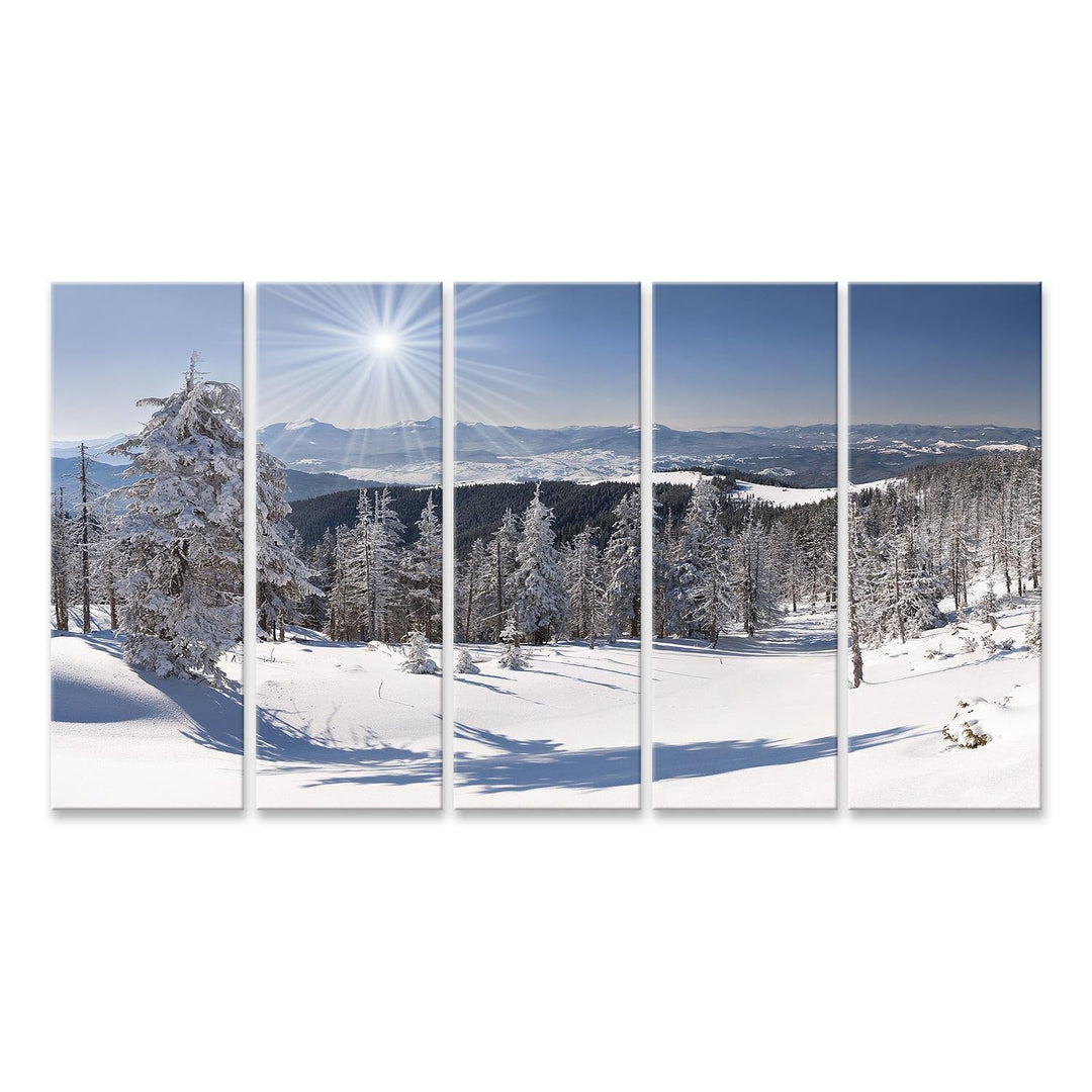 Bild Bilder auf Leinwand Schöne Winterlandschaft in den Bergen Wandbild Poster Leinwandbild VAZ, Lei