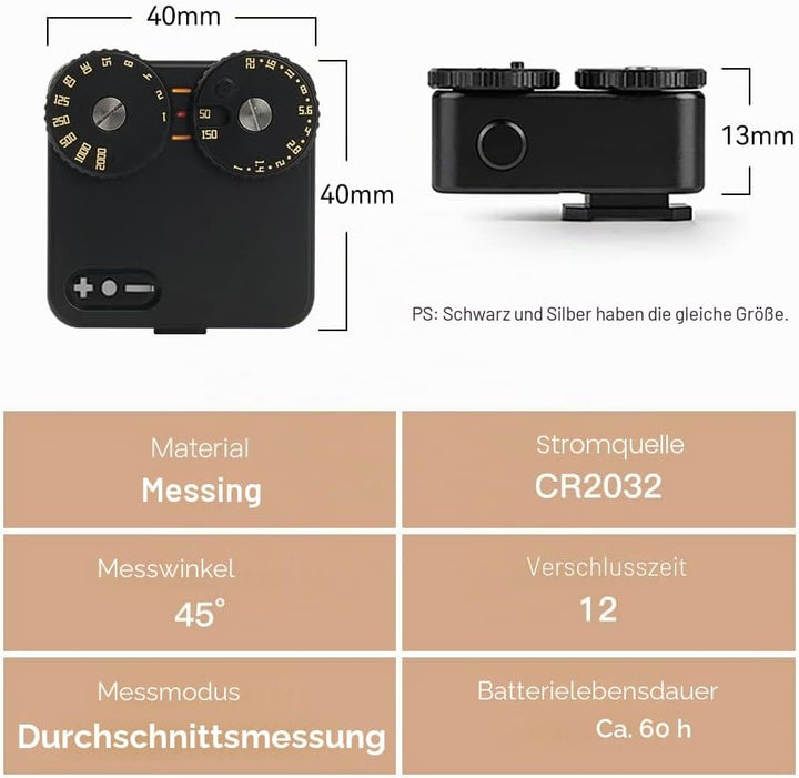TTArtisan Upgrade Light Meter II Generation Zwei Scheiben Belichtungsmesser für die Fotografie mit C