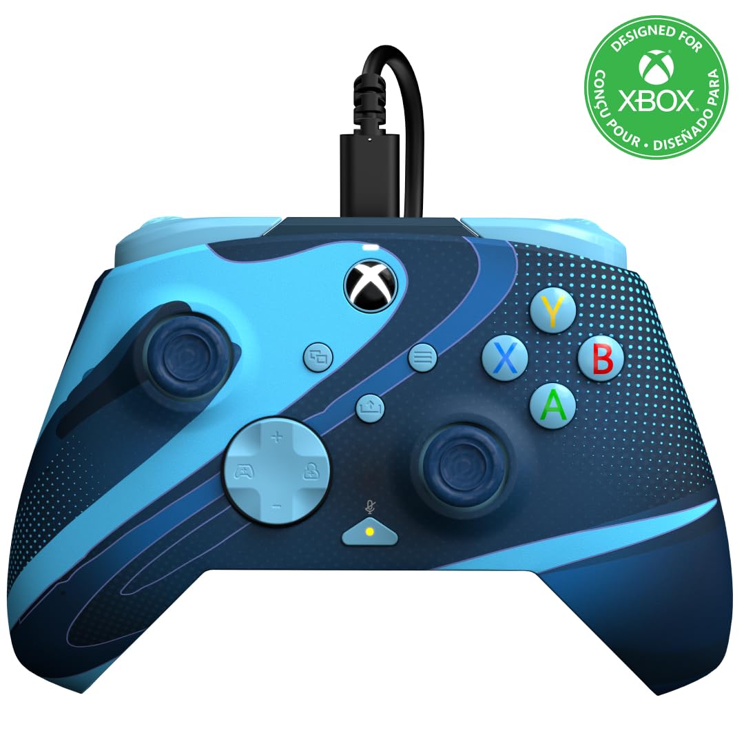 PDP Xbox REMATCH GLOW Wired controller - Blue Tide, Blue Tide