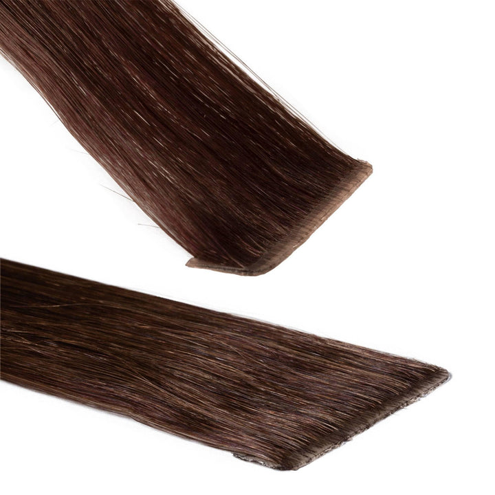 hair2heart Invisible Tape Extensions Echthaar Premium - 10 Tapes 60cm 4/77 mittelbraun braun-intensi