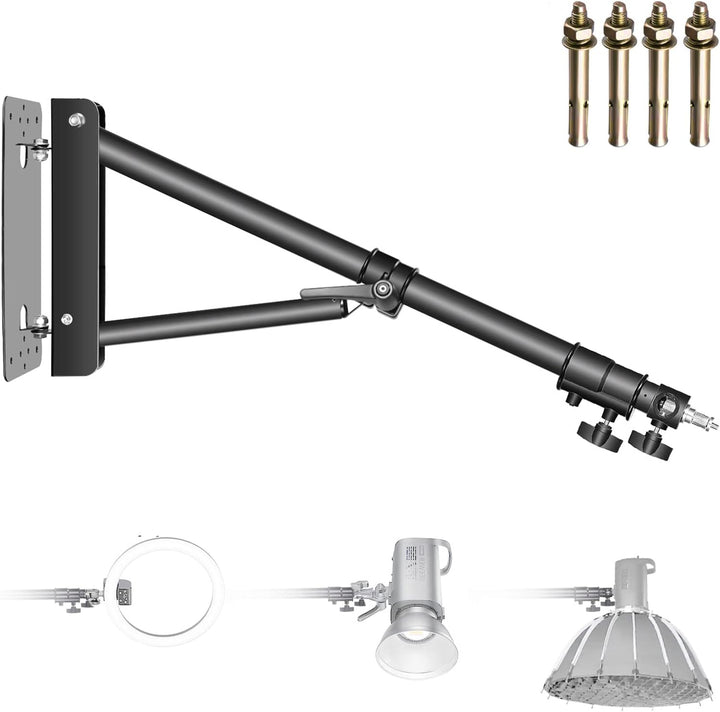 Neewer Wall Mounting Triangle Boom Arm für Ringlicht, Monolight, Softbox, Reflektor, Regenschirm und