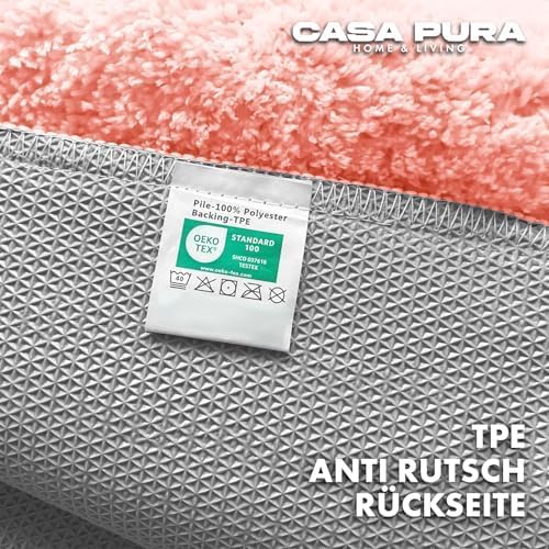 casa pura Badematte Rosa weicher, Flauschiger Badezimmerteppich in Shaggy Optik, Badvorleger rutschf