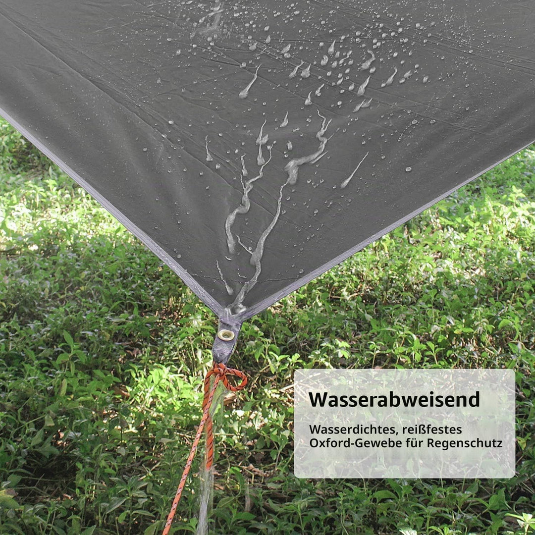Unigear Tarp 3x3 3x4 3x5 4x4 wasserdicht, Zeltplane für Hängematte mit Ösen + 6/8 Erdnägel + 6/8 Sei