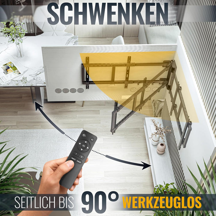 RICOO Elektrische TV Wandhalterung Schwenkbar für 32-65 Zoll - TV Halterung Schwenkbar SE2544 / Fern