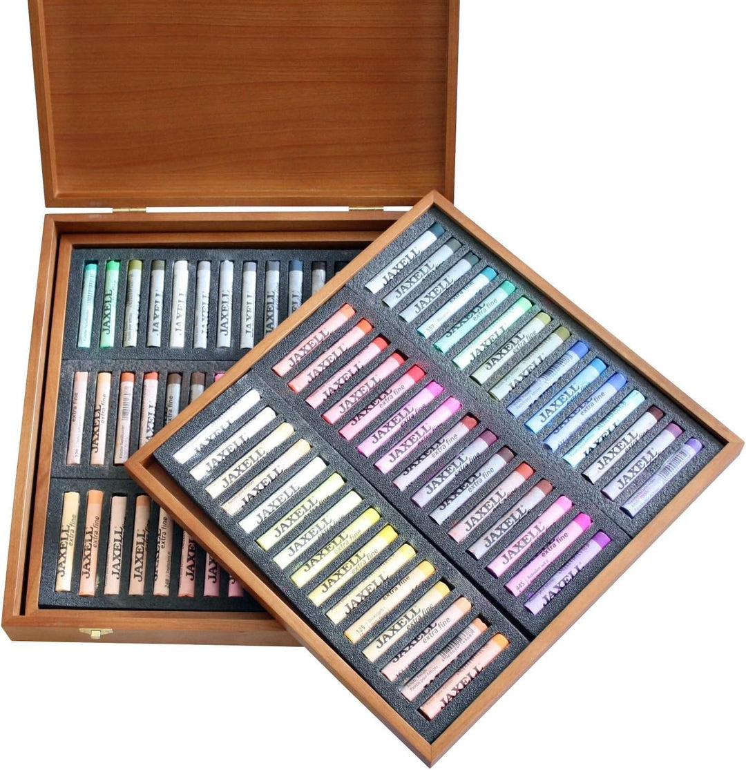 Honsell 46100 - Jaxell extra fine Künstlerpastelle, 90er Set im Holzkasten, weicher Farbabstrich, ho