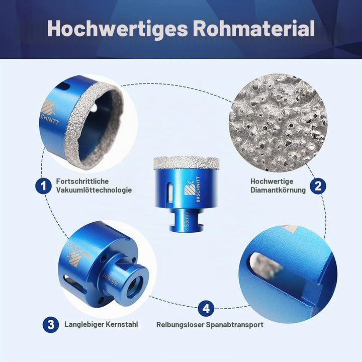 Diamant Fliesenbohrer 55mm - M14 Diamantbohrer Lochsäge für Fliesen Porzellan Keramik Marmor Granit