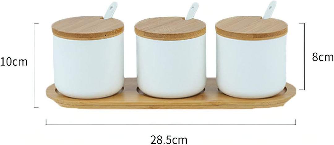 3 Stück 230 ml Keramik Zuckerdose rund Seasoning, Topf mit grossem Salz, Gewürzglas, Box mit Löffel