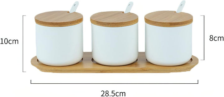 3 Stück 230 ml Keramik Zuckerdose rund Seasoning, Topf mit grossem Salz, Gewürzglas, Box mit Löffel