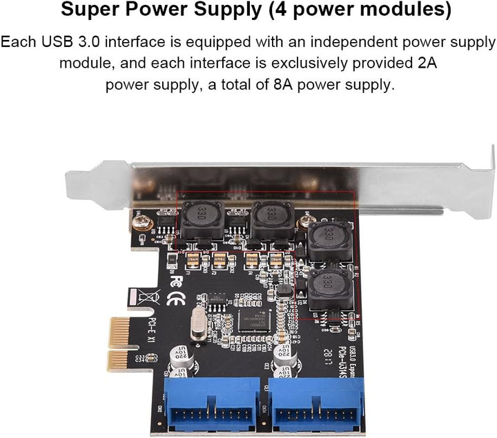 ASHATA USB 3.0 PCI Express Controller, PCI-E Erweiterungskarte 2X intern USB 3.0 19-pin Anschlüsse,S