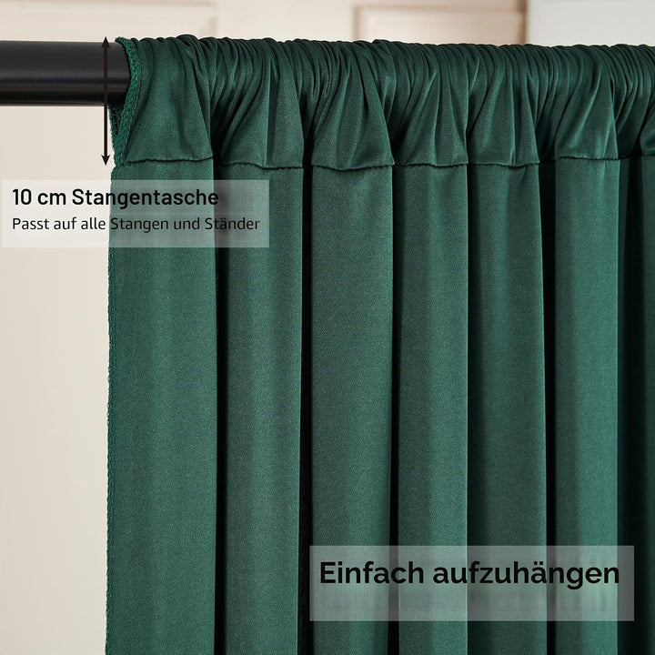 3×3 m Hunter Green Hintergrund Vorhang, Deko Hochzeit Dschungel Party Geburtstag Fotowand Hintergrun