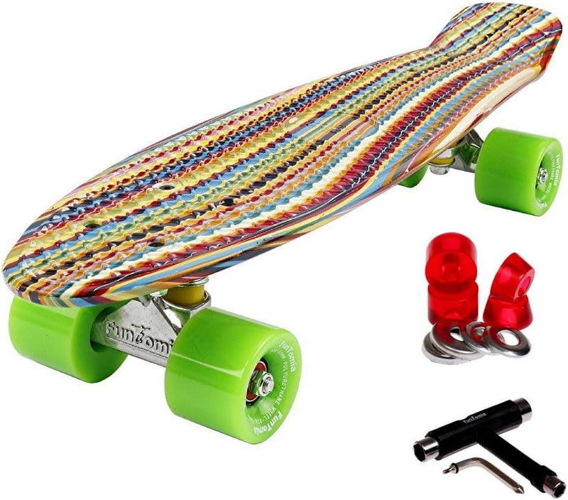 FunTomia 57cm Mini-Cruiser Board Skateboard mit oder ohne LED Leuchtrollen inkl. Aluminium Truck, AB