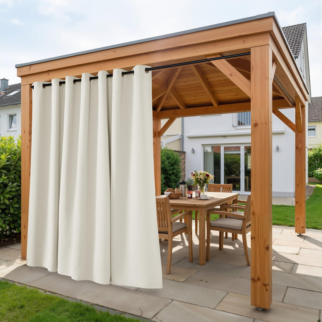 PONY DANCE Outdoor Vorhang Wasserdicht 1er Set H 243 x B 254 cm Hellbeige, Extra Breite Gardine Sonn