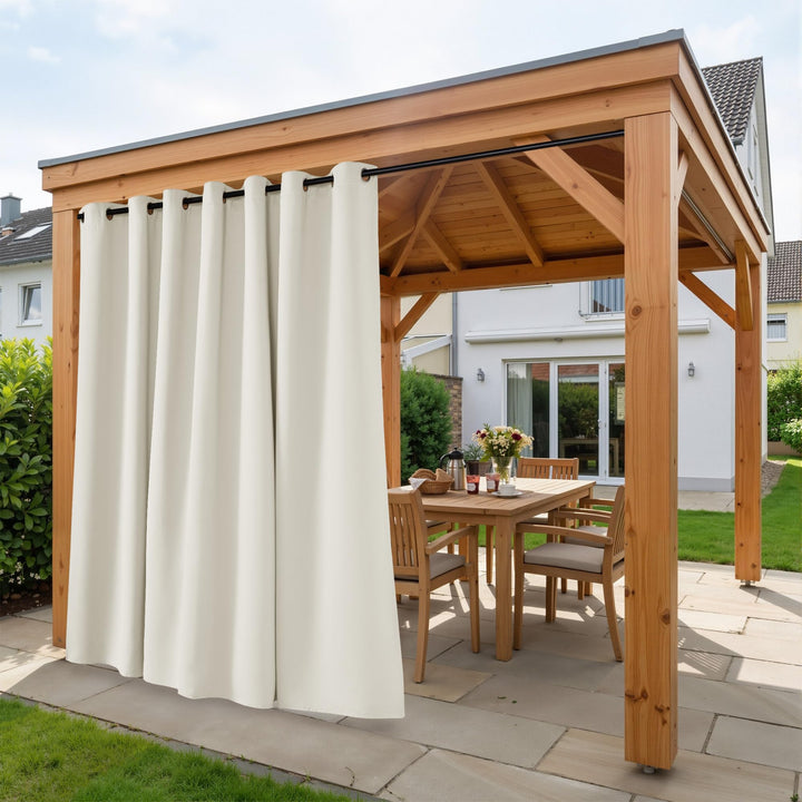PONY DANCE Outdoor Vorhang Wasserdicht 1er Set H 243 x B 254 cm Hellbeige, Extra Breite Gardine Sonn