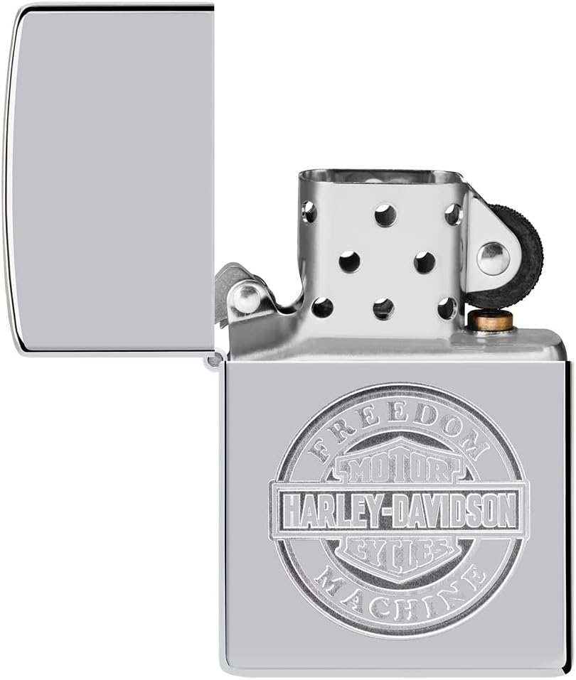 Zippo Sturmfeuerzeug - Modell Freedom Machine - High Polish Chrome Finsih - Nachfüllbar - Wiederverw