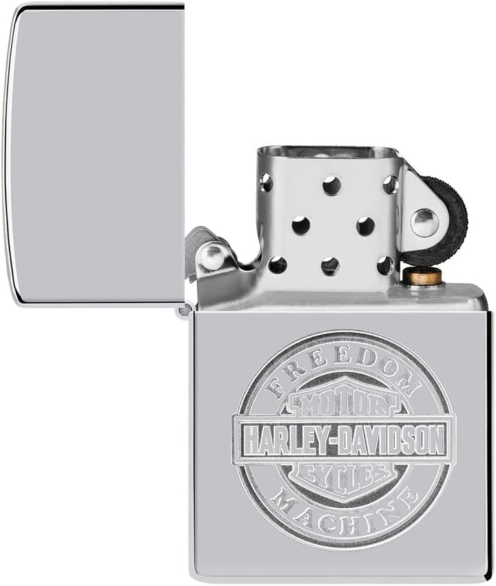 Zippo Sturmfeuerzeug - Modell Freedom Machine - High Polish Chrome Finsih - Nachfüllbar - Wiederverw