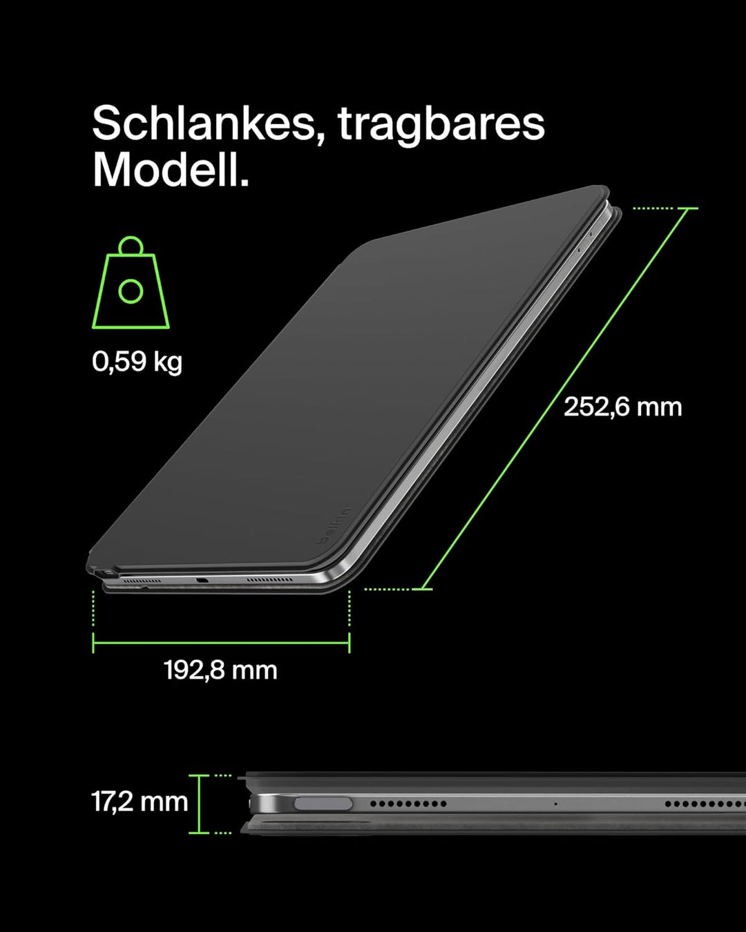 Belkin Pro iPad Tastaturhülle mit Magnetständer, beleuchtete Bluetooth‑Tastatur, Präzisions‑Trackpad