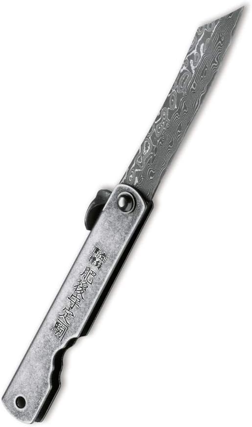 Higonokami Unisex – Erwachsene KINZOKU Damascus, Silber, 16,7 cm