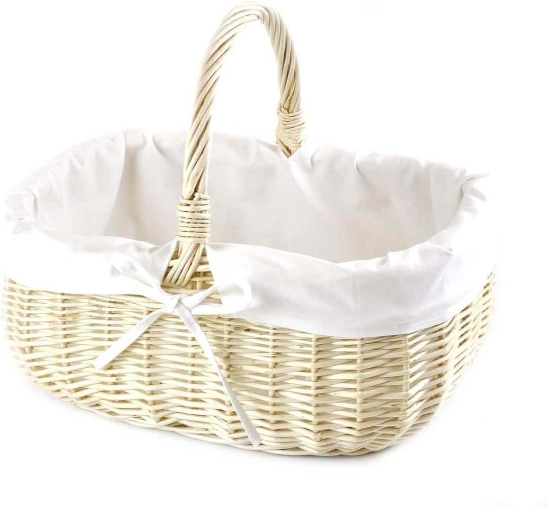MyBer® Korb Weidenkorb Einkaufskorb Picknickkorb 33/23/13cm (27cm mit Henkel). Stabiler Tragekorb au