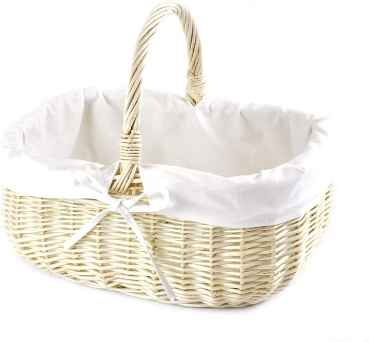 MyBer® Korb Weidenkorb Einkaufskorb Picknickkorb 33/23/13cm (27cm mit Henkel). Stabiler Tragekorb au